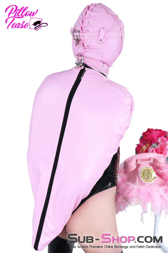 1476DL-SIS      Sissy Princess Pink Sensory Deprivation Locking Hood