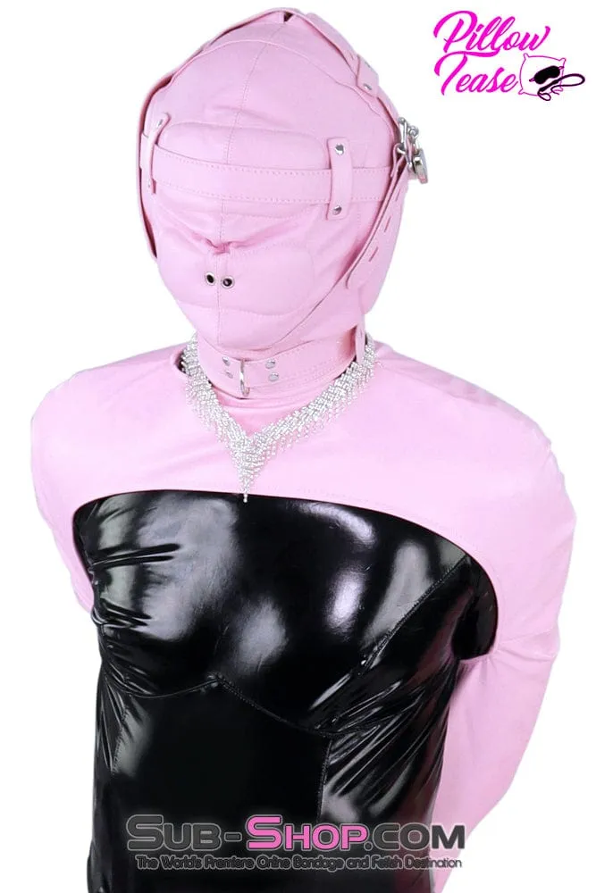 1476DL-SIS      Sissy Princess Pink Sensory Deprivation Locking Hood