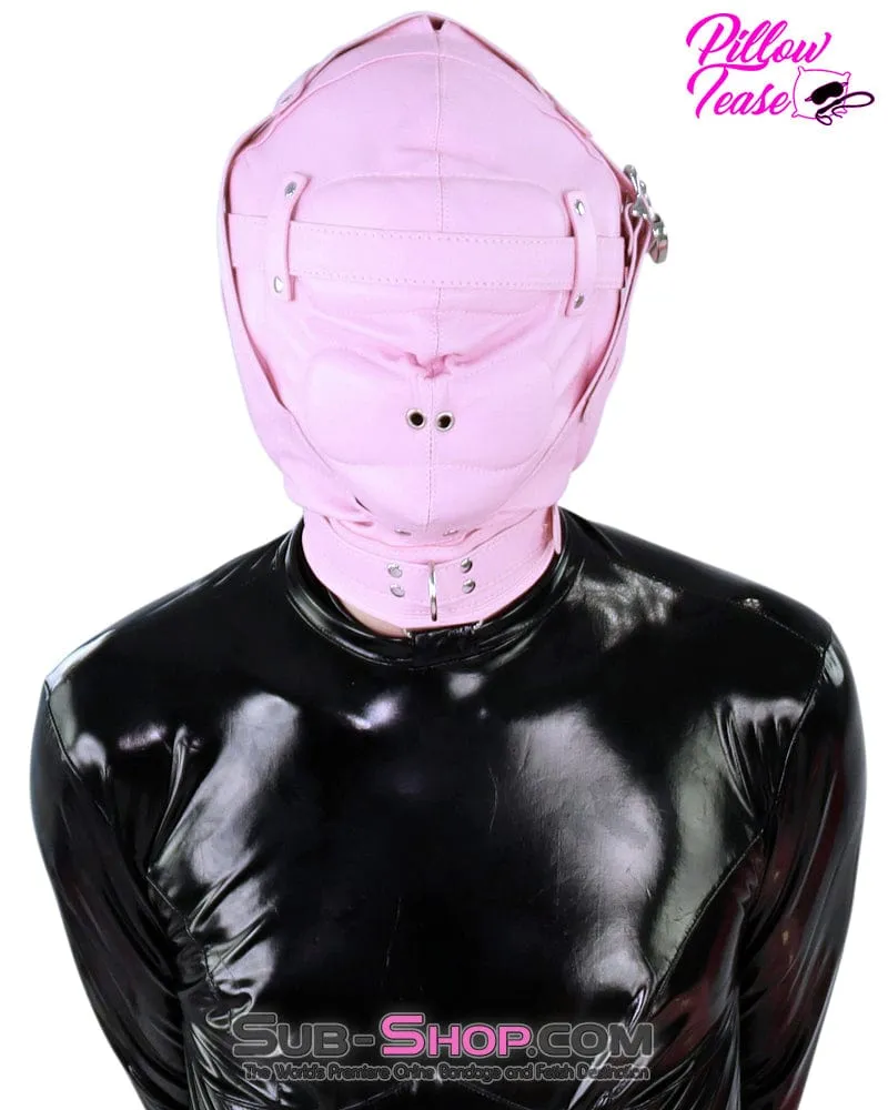 1476DL-SIS      Sissy Princess Pink Sensory Deprivation Locking Hood