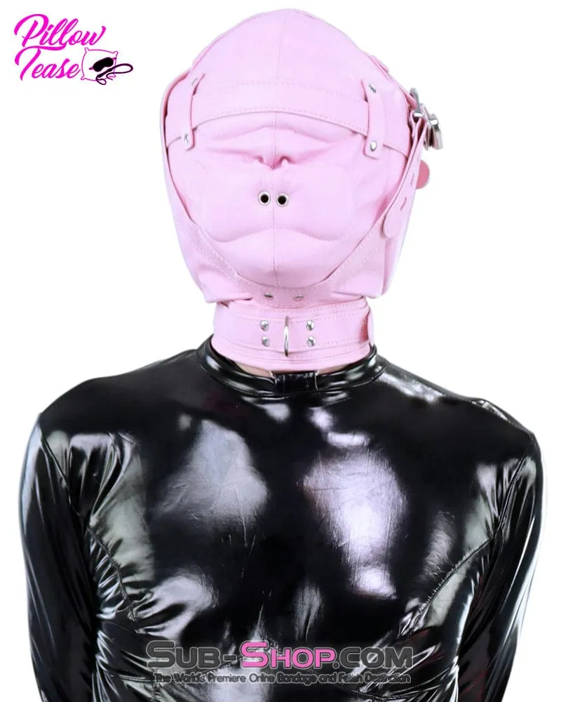 1476DL-SIS      Sissy Princess Pink Sensory Deprivation Locking Hood