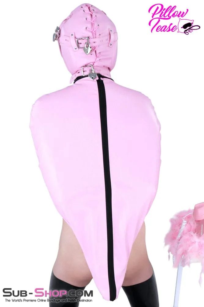 1476DL-SIS      Sissy Princess Pink Sensory Deprivation Locking Hood