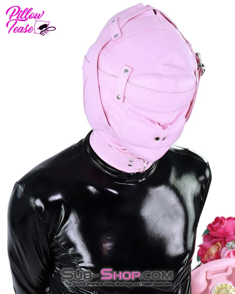 1476DL-SIS      Sissy Princess Pink Sensory Deprivation Locking Hood