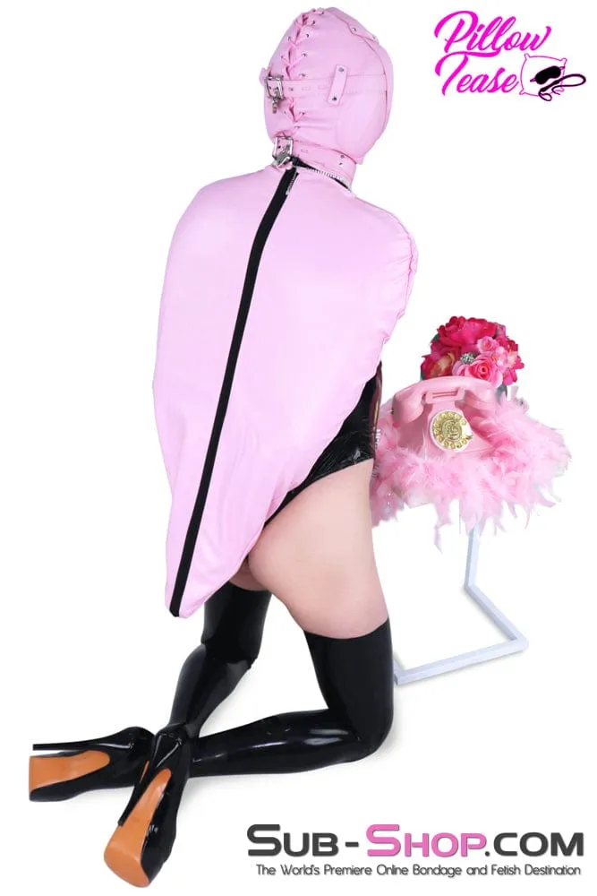 1476DL-SIS      Sissy Princess Pink Sensory Deprivation Locking Hood