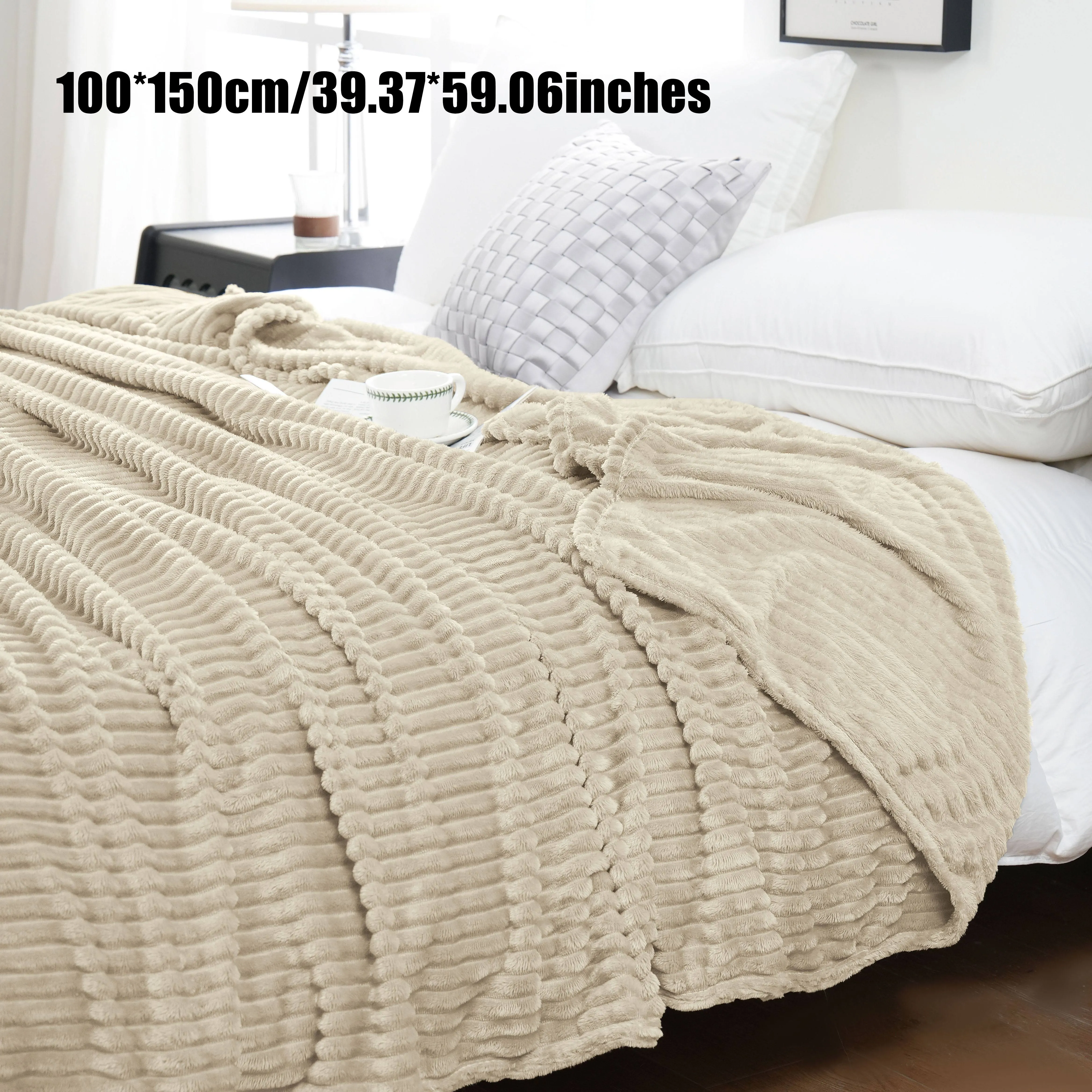 1pc 220GSM Drawstring Flannel Blanket, Plain Flannel Fleece Blanket, Suitable For All Seasons, Warm And Soft, Simple And Stylish, Suitable For Places, Bedrooms, Sofas, Offices, Pet Blankets