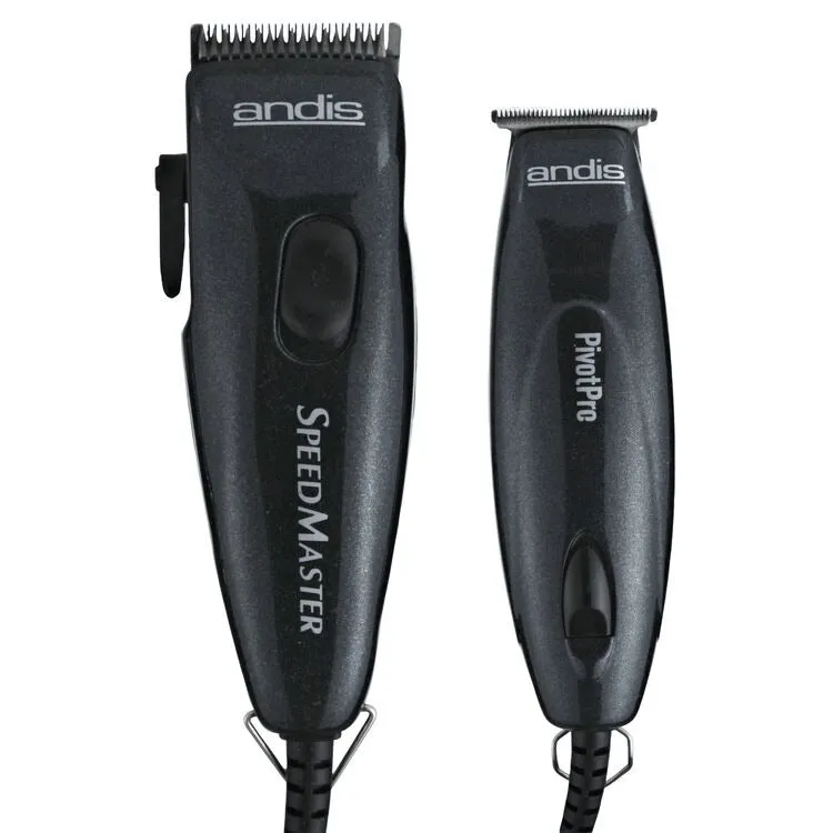 Andis Pivot Motor Combo Adjustable Blade Clipper and Trimmer Set (Black)