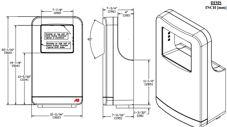 ASI® 20200-3 TRI-Umph™ 277V High Speed Automatic Hand Dryer