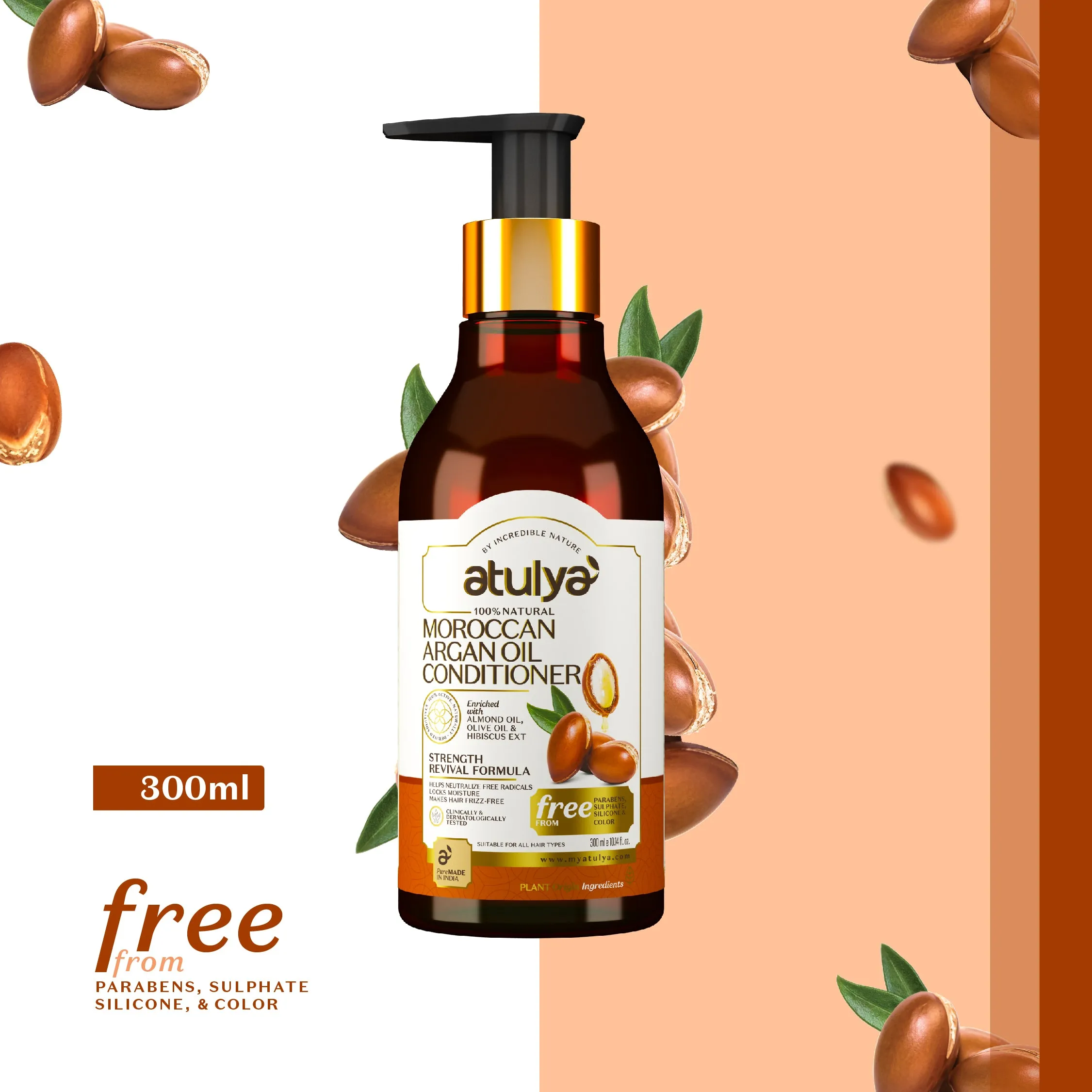 atulya Moroccan Argan Oil Hair Conditioner - 300ml (Add 2 Products in the Cart & Get 1 Free Product Use Code: B1G1)