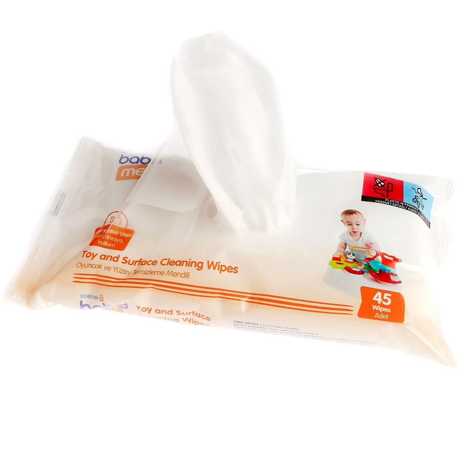 baby me Toy and Surface Cleaning Wipes 45 pcs