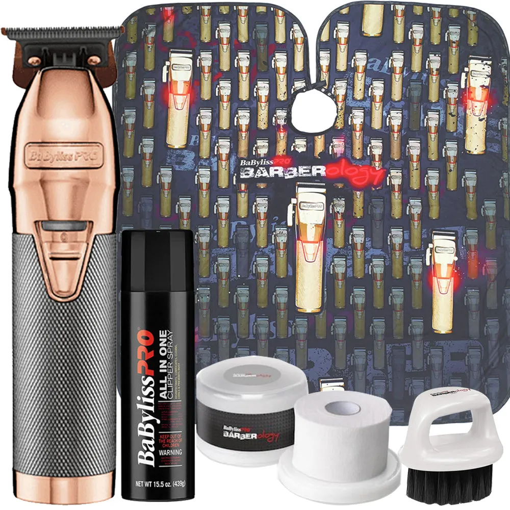 BaByliss PRO FX Skeleton Exposed T-Blade Outlining Cordless Trimmer FX787RG ROSE GOLD   Barbers' Best Bundle