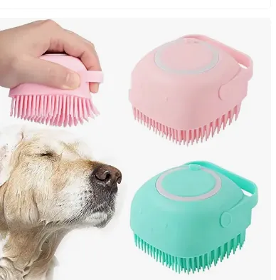 BathrooPuppy Dog Cat Bath Massage Gloves Brush Soft Safety Silicone Pet Accessories For Dogs