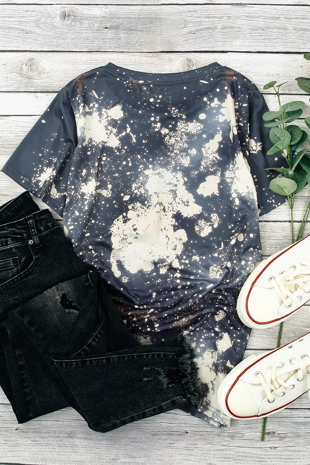 Bleached Multicolor Tie Dye Round Neck T-shirt