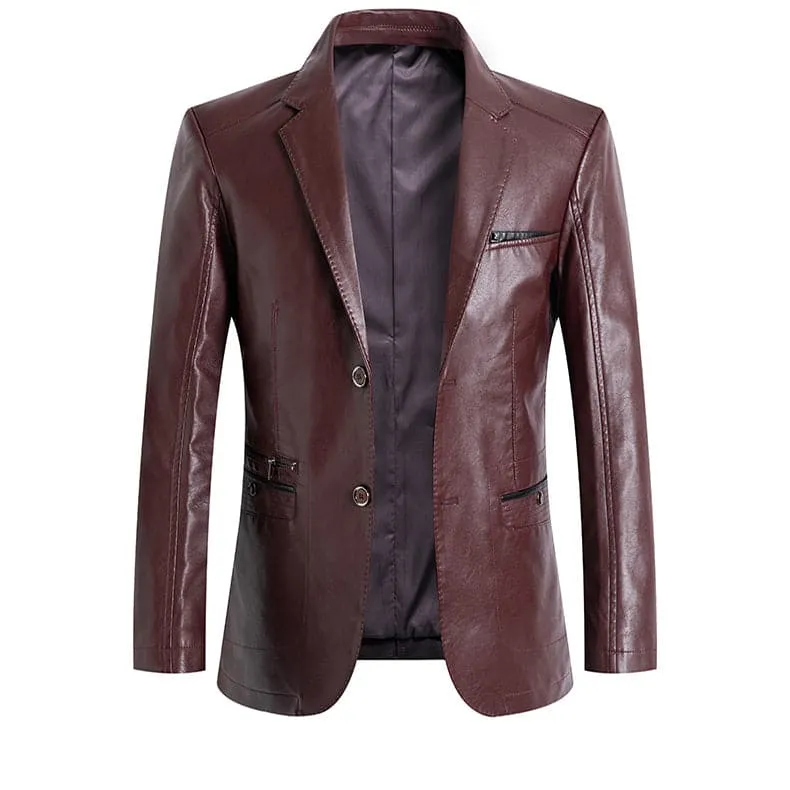 BRADLEY Men's Fashion Premium Quality Khaki Brown Leather Style Blazer Suit Jacket