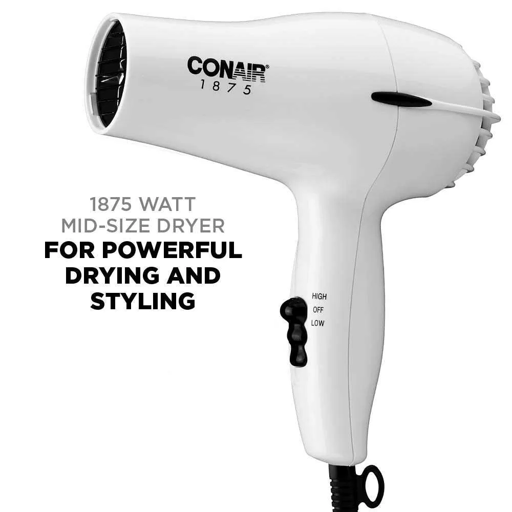 Conair 1875W Powerful Drying & Styling Mid Size Hair Blow Dryer