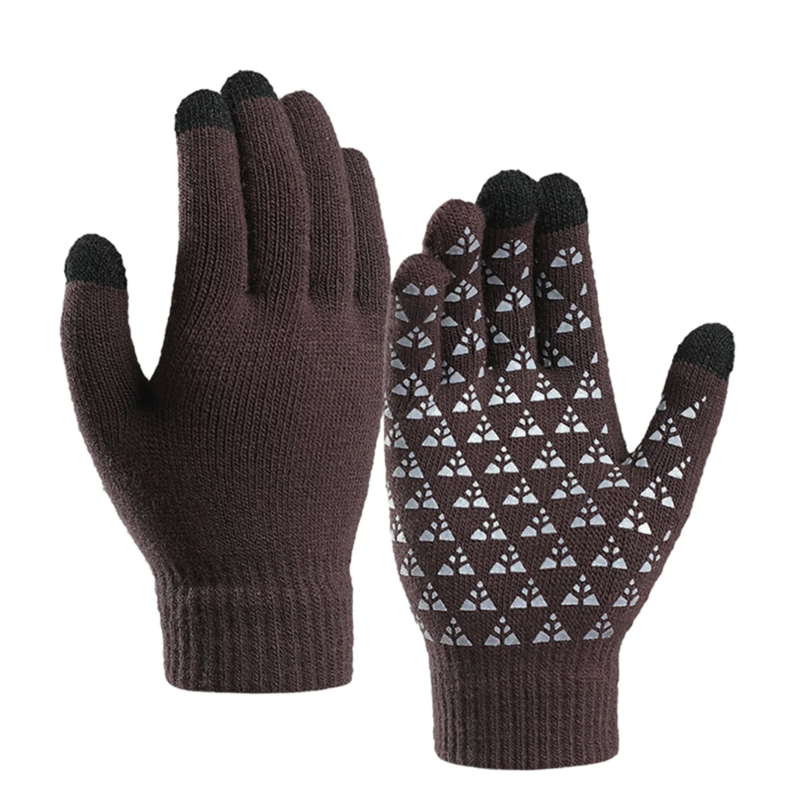 COUPLES FLEECE THICKENED COLD-PROOF TOUCH SCREEN NON-SLIP KNITTED GLOVES