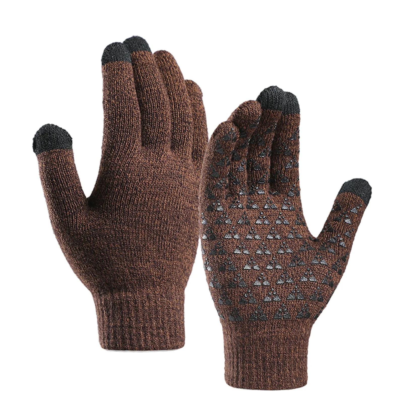 COUPLES FLEECE THICKENED COLD-PROOF TOUCH SCREEN NON-SLIP KNITTED GLOVES