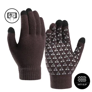 COUPLES FLEECE THICKENED COLD-PROOF TOUCH SCREEN NON-SLIP KNITTED GLOVES