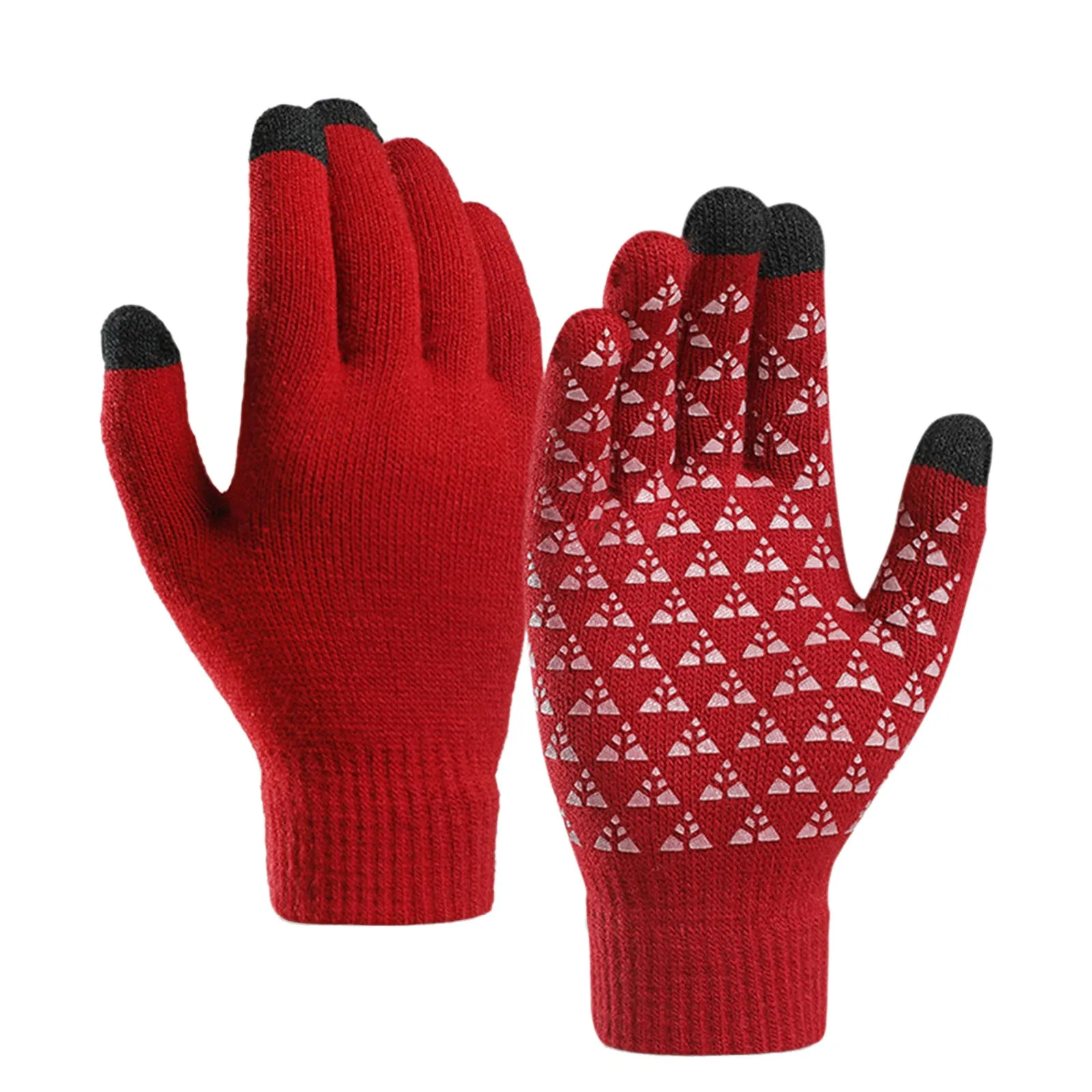 COUPLES FLEECE THICKENED COLD-PROOF TOUCH SCREEN NON-SLIP KNITTED GLOVES