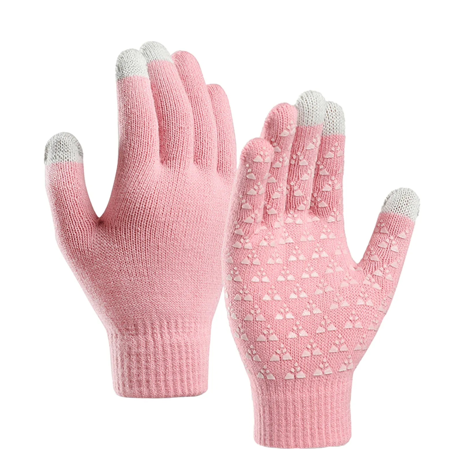 COUPLES FLEECE THICKENED COLD-PROOF TOUCH SCREEN NON-SLIP KNITTED GLOVES