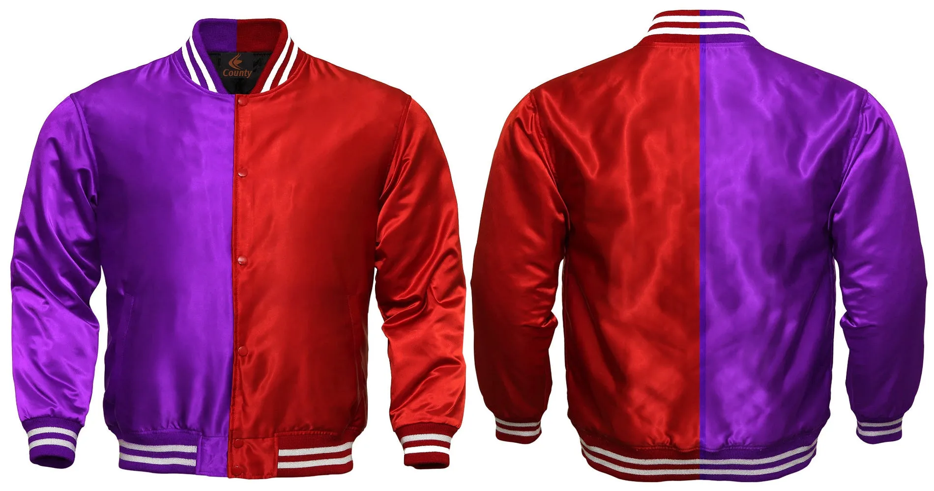 Custom Varsity Jackets Purple Red Satin Jacket Mens Letterman Jacket