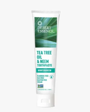 Desert Essence Natural Tea Tree Oil & Neem Toothpaste Wintergreen 6.4 oz Paste