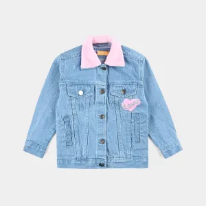 Girls Denim rigid Woven Jacket Love-LT.Blue