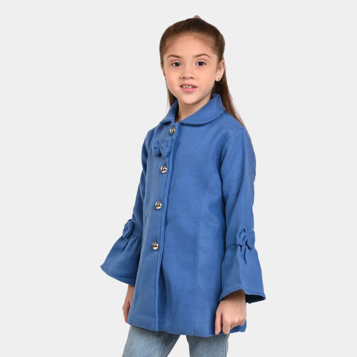 Girls Wool Woven Jacket - Blue