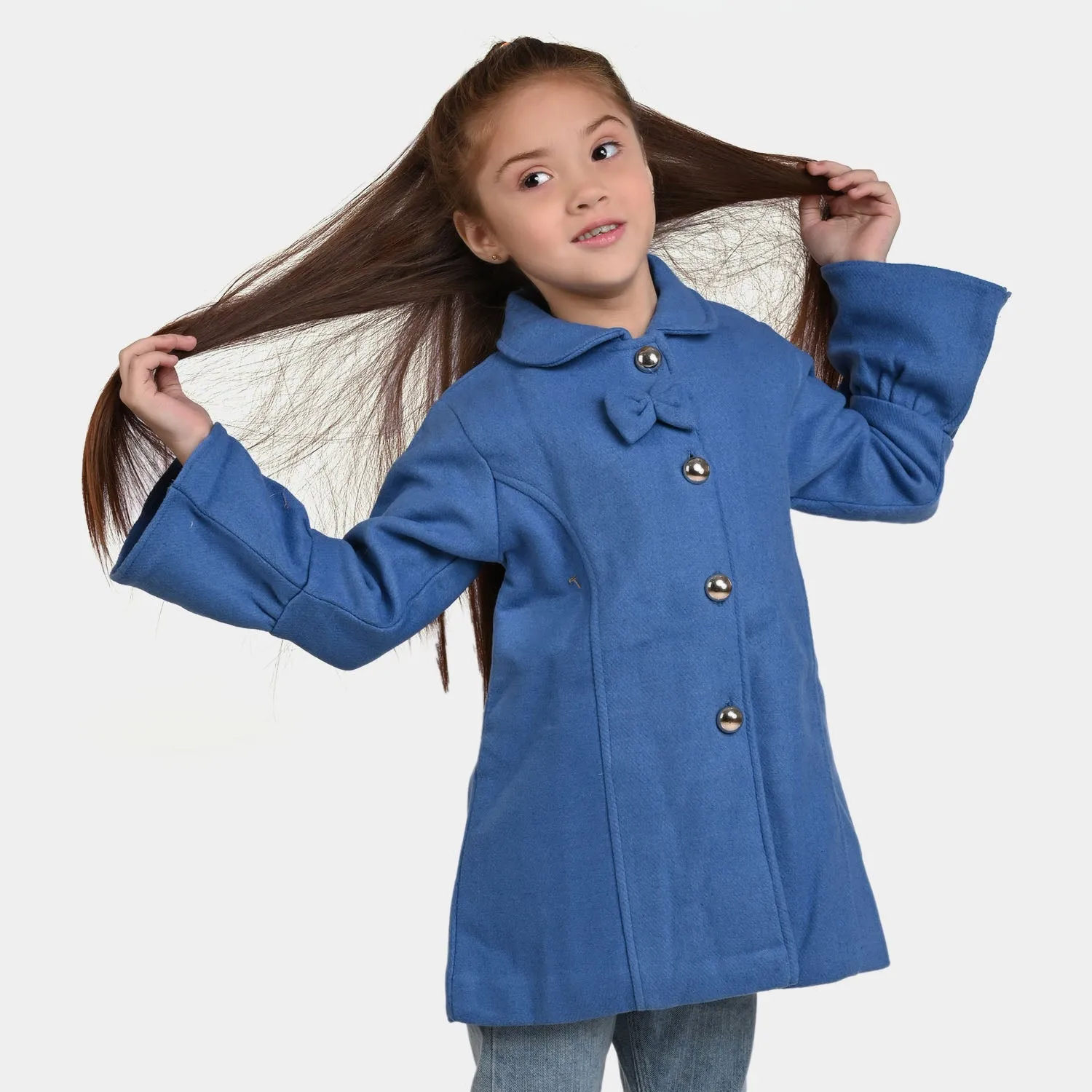 Girls Wool Woven Jacket - Blue