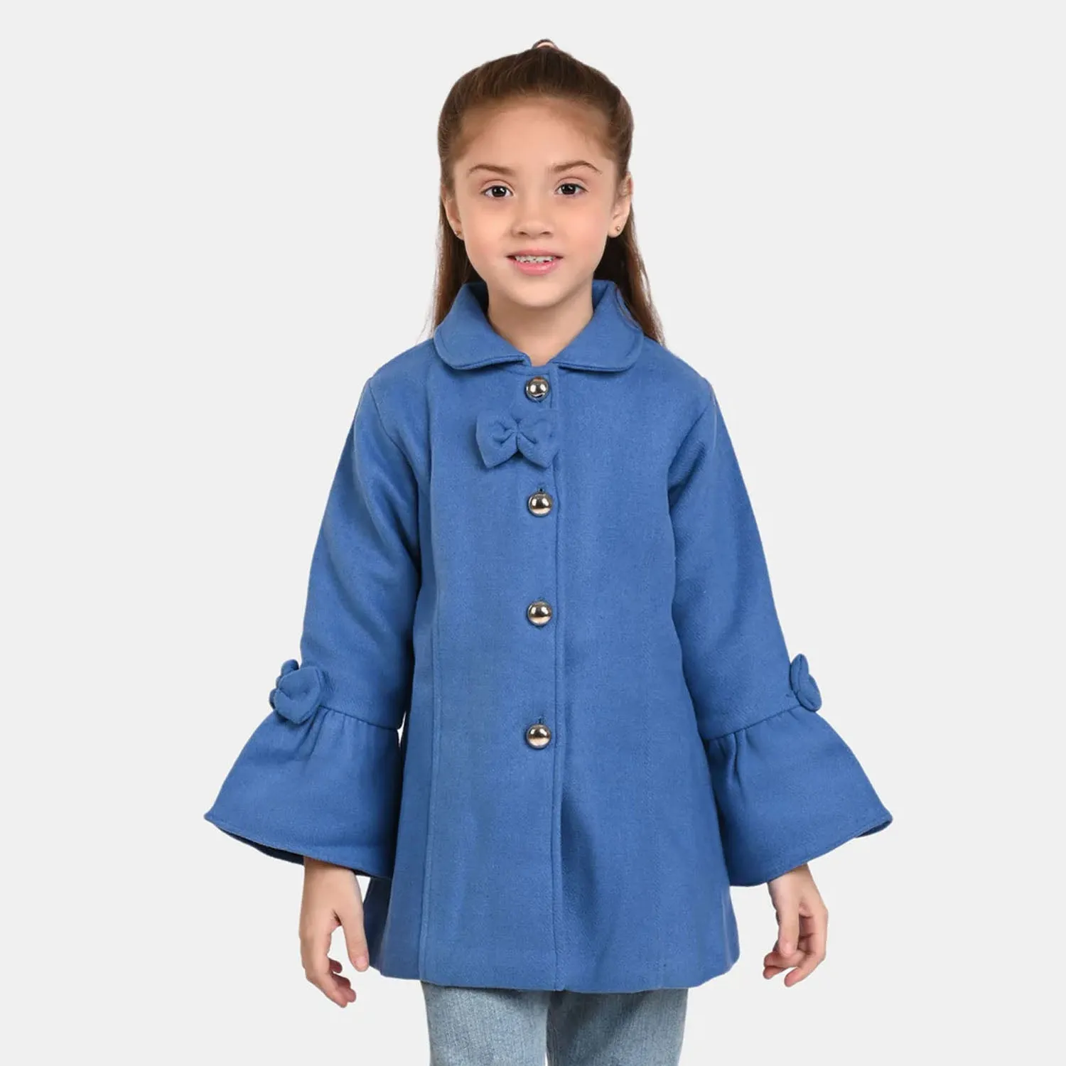 Girls Wool Woven Jacket - Blue