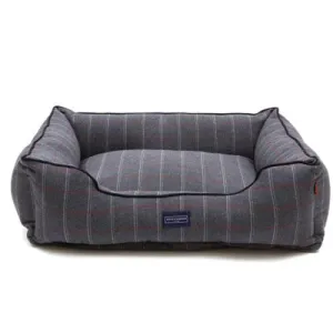 Hugo & Hudson - Grey Checked Tweed Dog Bed