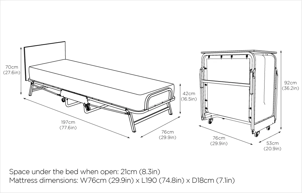 Jay-Be Crown Premier Folding Bed with Deep Sprung Mattress