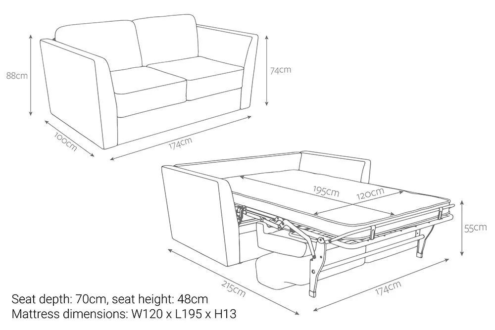 Jay-Be Elegance 2 Seater Sofa Bed with Deep e-Sprung™ Mattress