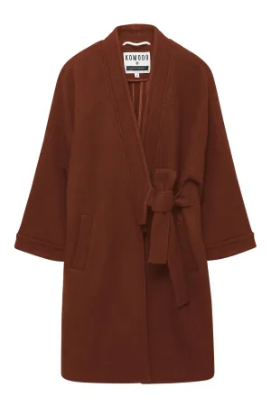 Kaia Wool Blend Twill Coat Chestnut