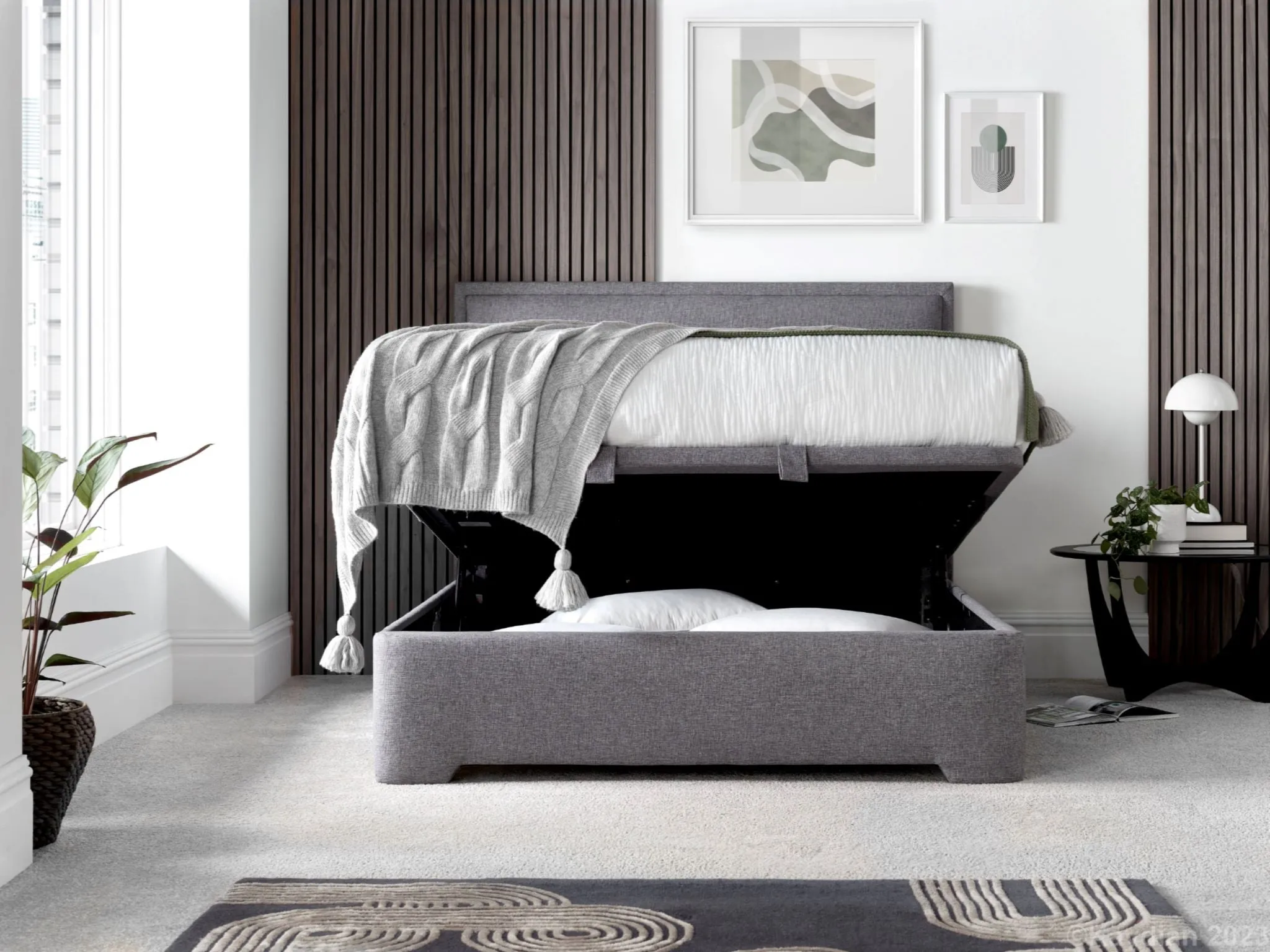 Kaydian Kirkby Marbella Grey Ottoman Bed