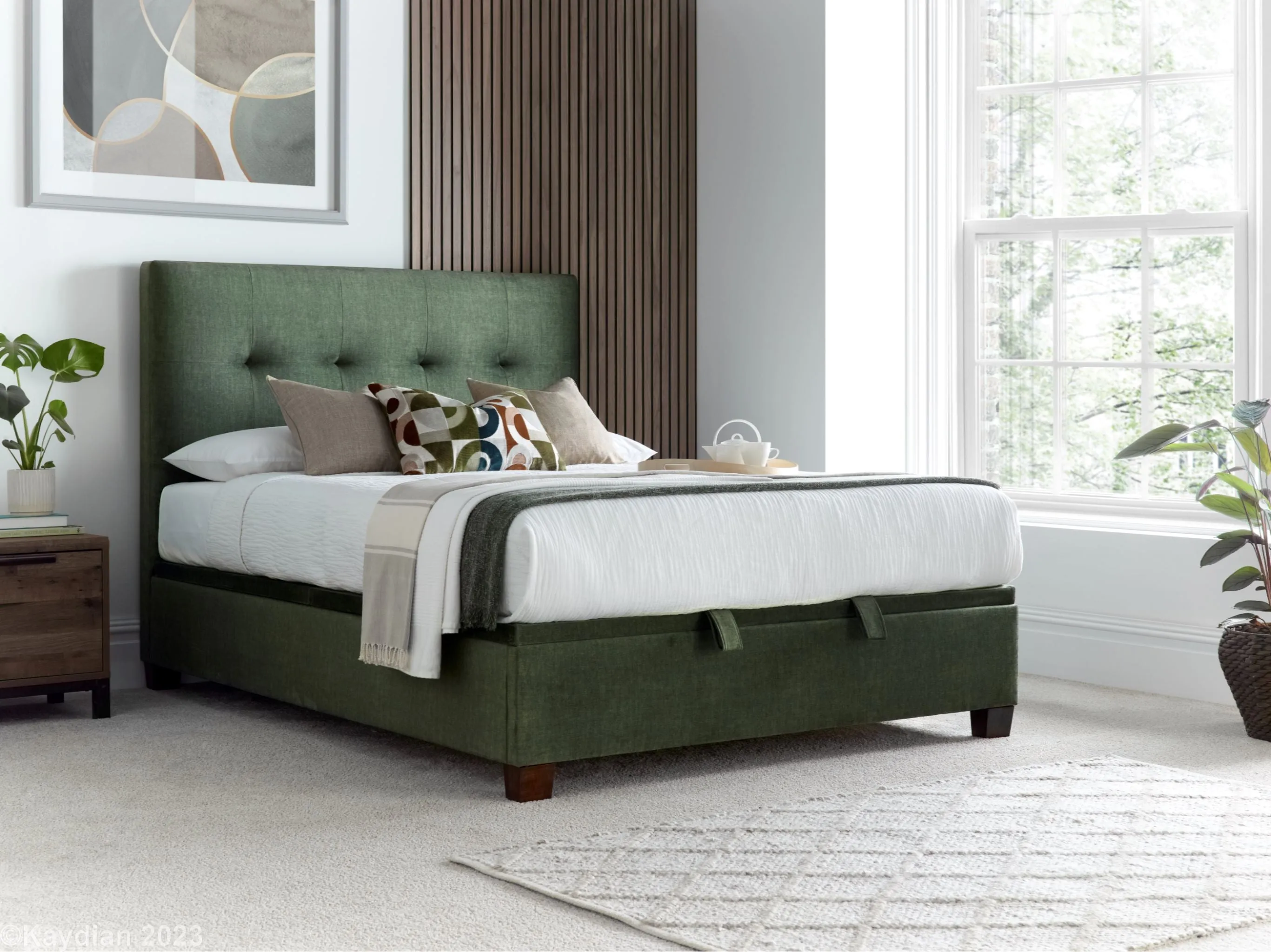 Kaydian Walkworth Winter Moss Green Ottoman Bed Frame