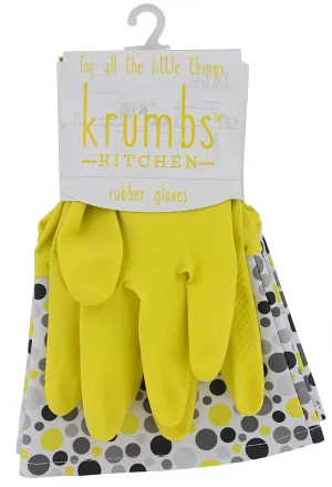 Krumbs Kitchen Rubber Gloves In Yellow Dots