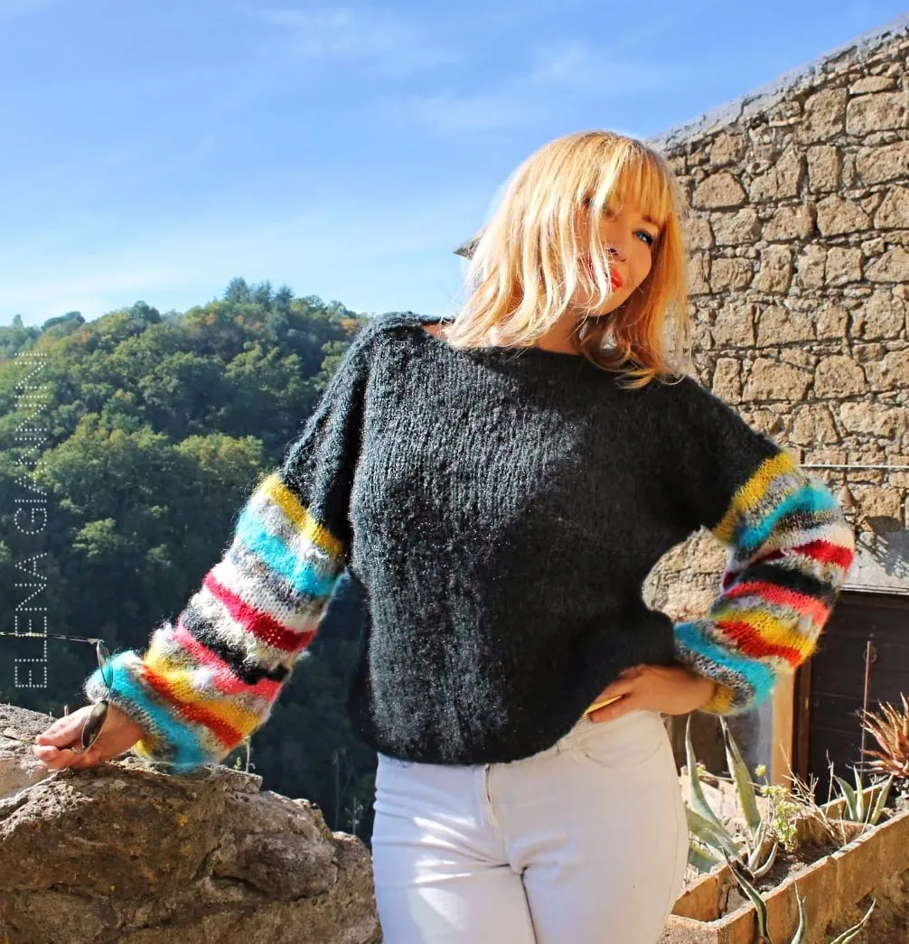 Mohair Multicolor Handknitted Oversized sweater