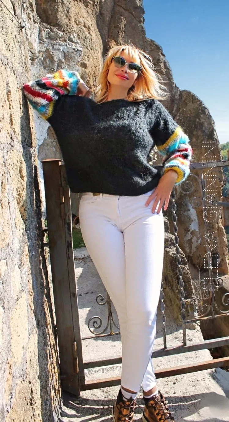 Mohair Multicolor Handknitted Oversized sweater