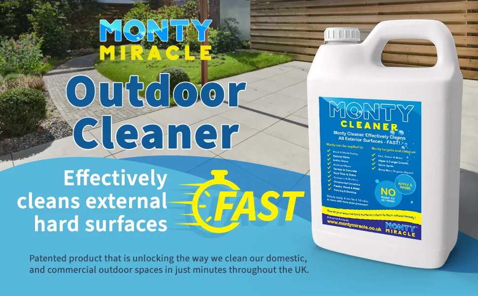 Monty Miracle Fast Patio Cleaner - 5L Outdoor Surface Cleaner for Patio, Decking, Fencing   More