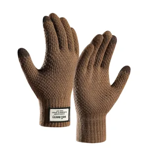 PINEAPPLE PATTERN FLEECE THICKEN COLD-PROOF TOUCH SCREEN KNITTED GLOVES