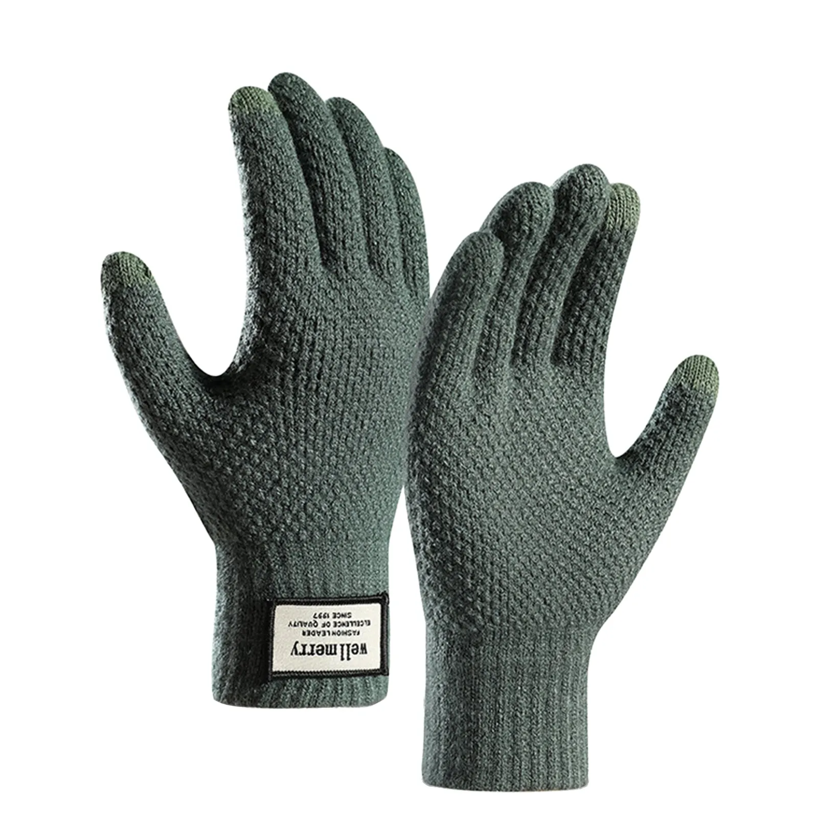 PINEAPPLE PATTERN FLEECE THICKEN COLD-PROOF TOUCH SCREEN KNITTED GLOVES