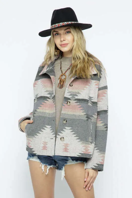 Soft Comfy Lightweight Aztec Pattern Jacket