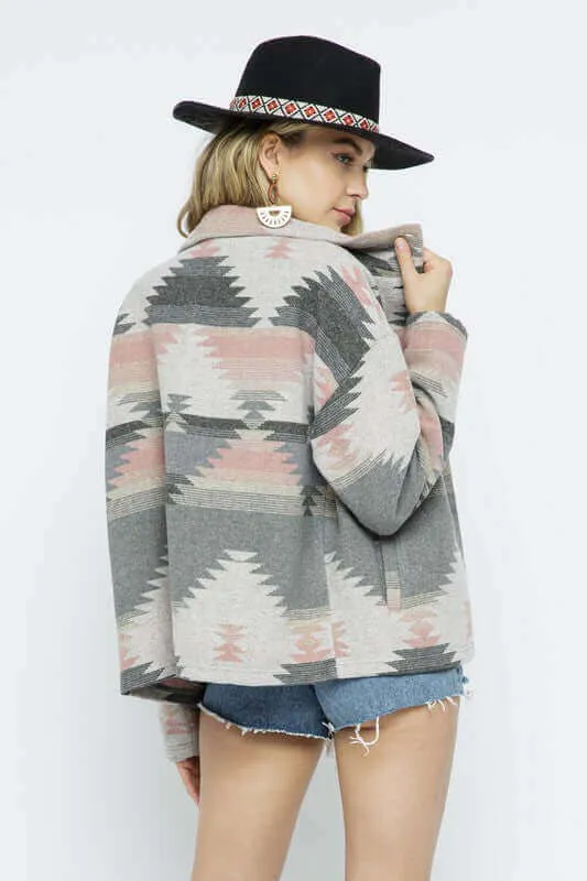 Soft Comfy Lightweight Aztec Pattern Jacket