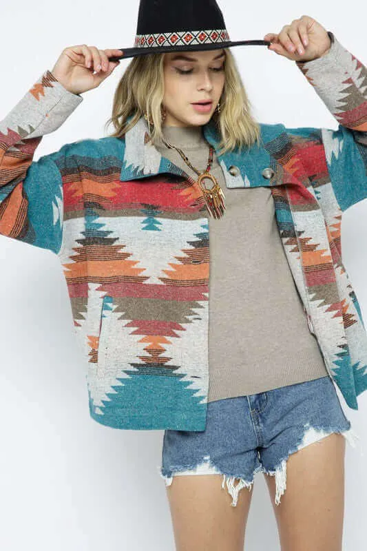 Soft Comfy Lightweight Aztec Pattern Jacket