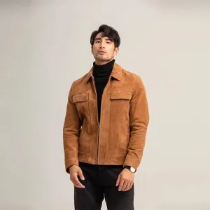 Suede Sheepskin Men's Leather Coat