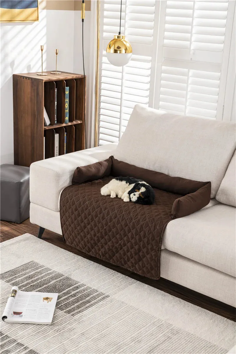 Waterproof Dog Sofa Cover with Neck Pillow and Calming Cat Nest