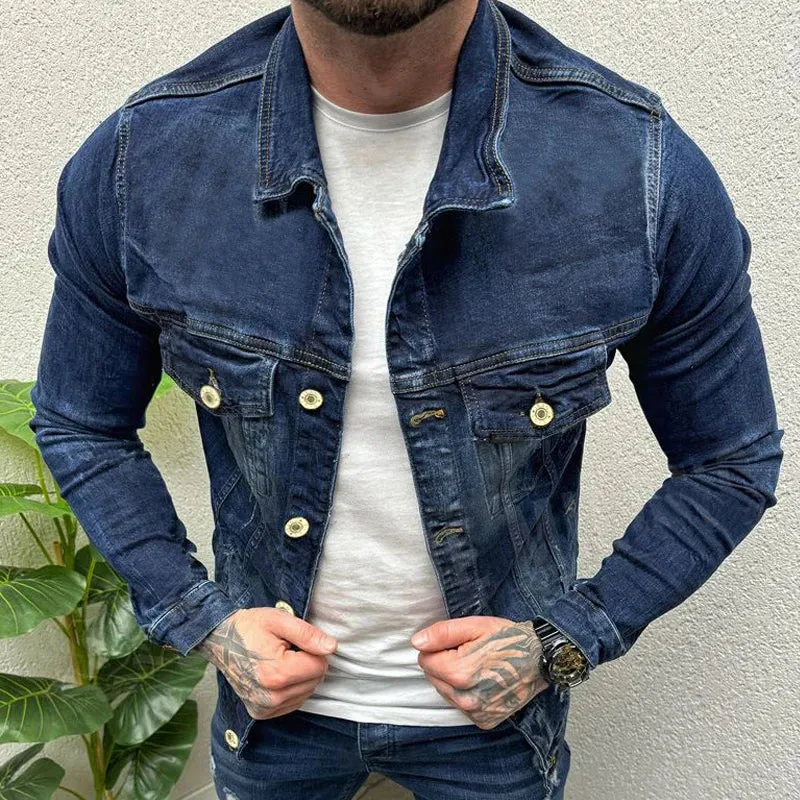 Wiaofellas  -  Autumn Trendy Mens Denim Jacket Coats Slim Fit Long Sleeve Button-up Vintage Jean Jackets Men Streetwear Fashion Denim Coat