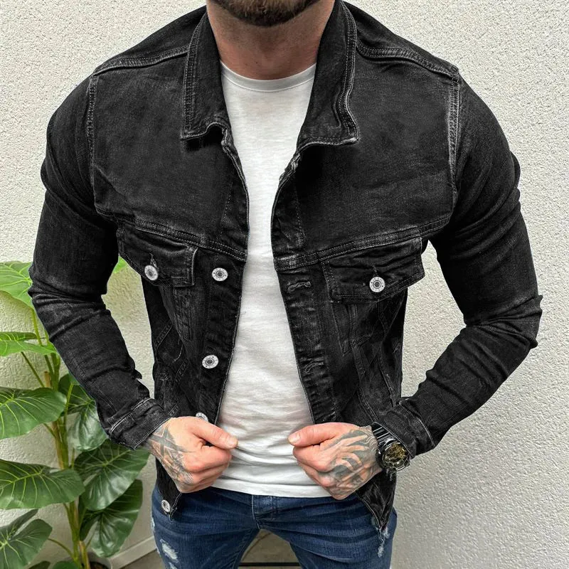 Wiaofellas  -  Autumn Trendy Mens Denim Jacket Coats Slim Fit Long Sleeve Button-up Vintage Jean Jackets Men Streetwear Fashion Denim Coat